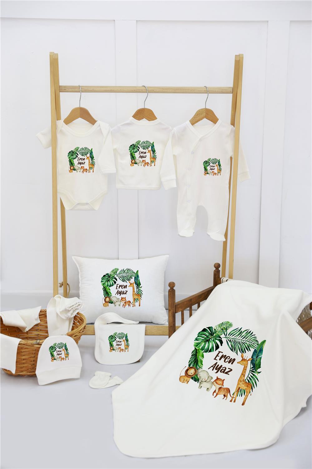 Astronot Desenli 11'li İsimli Organik Hastane Çıkış Seti