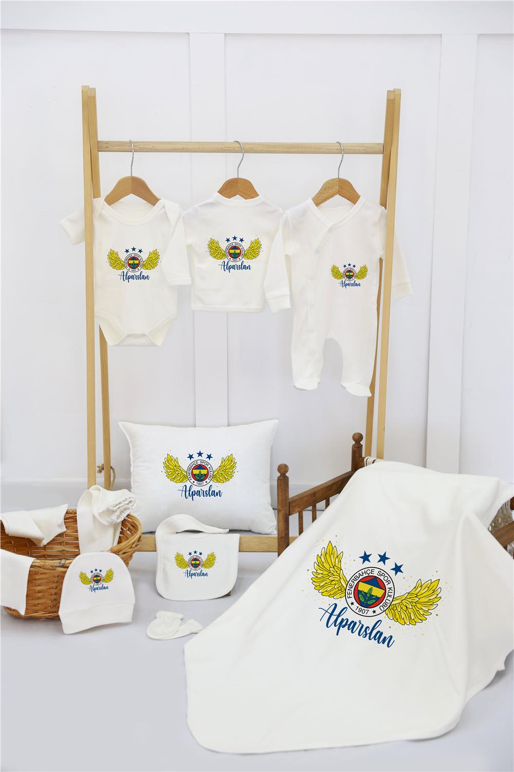 Ayı Desenli 11'li İsimli Organik Hastane Çıkış Seti