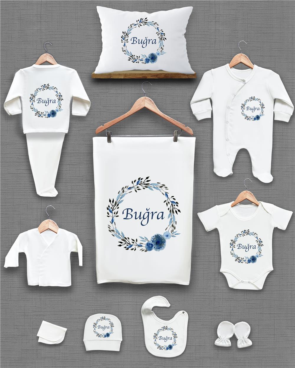 Çelenk Desenli 11'li İsimli Organik Hastane Çıkış Seti