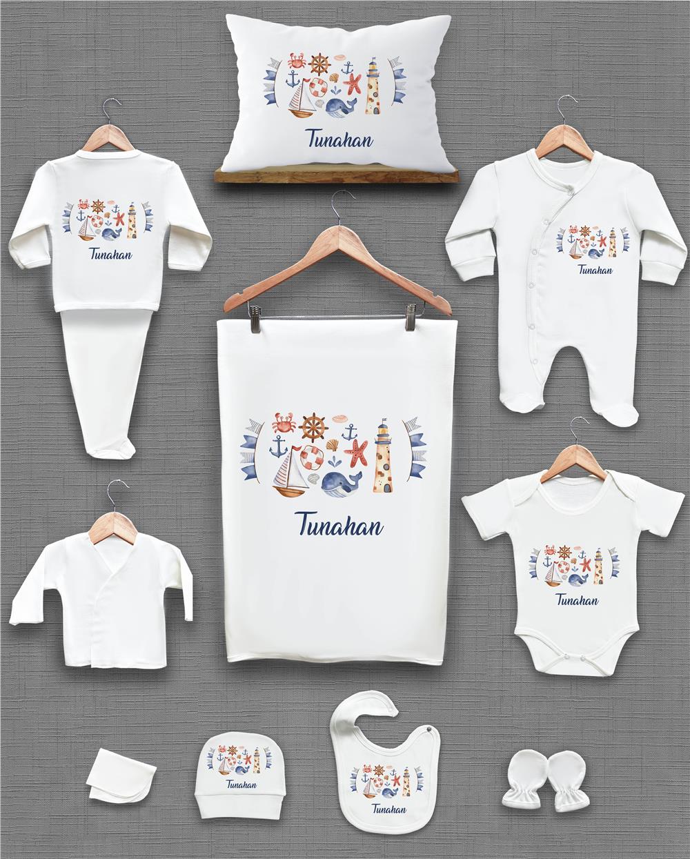 Deniz Temalı 11'li İsimli Organik Hastane Çıkış Seti