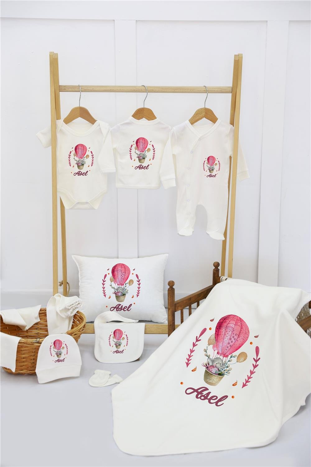 Fil Desenli 11'li İsimli Organik Hastane Çıkış Seti