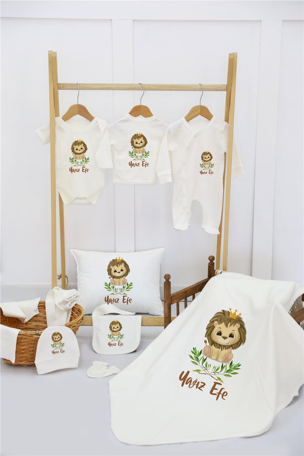 Gökkuşağı Desenli 11'li İsimli Organik Hastane Çıkış Seti