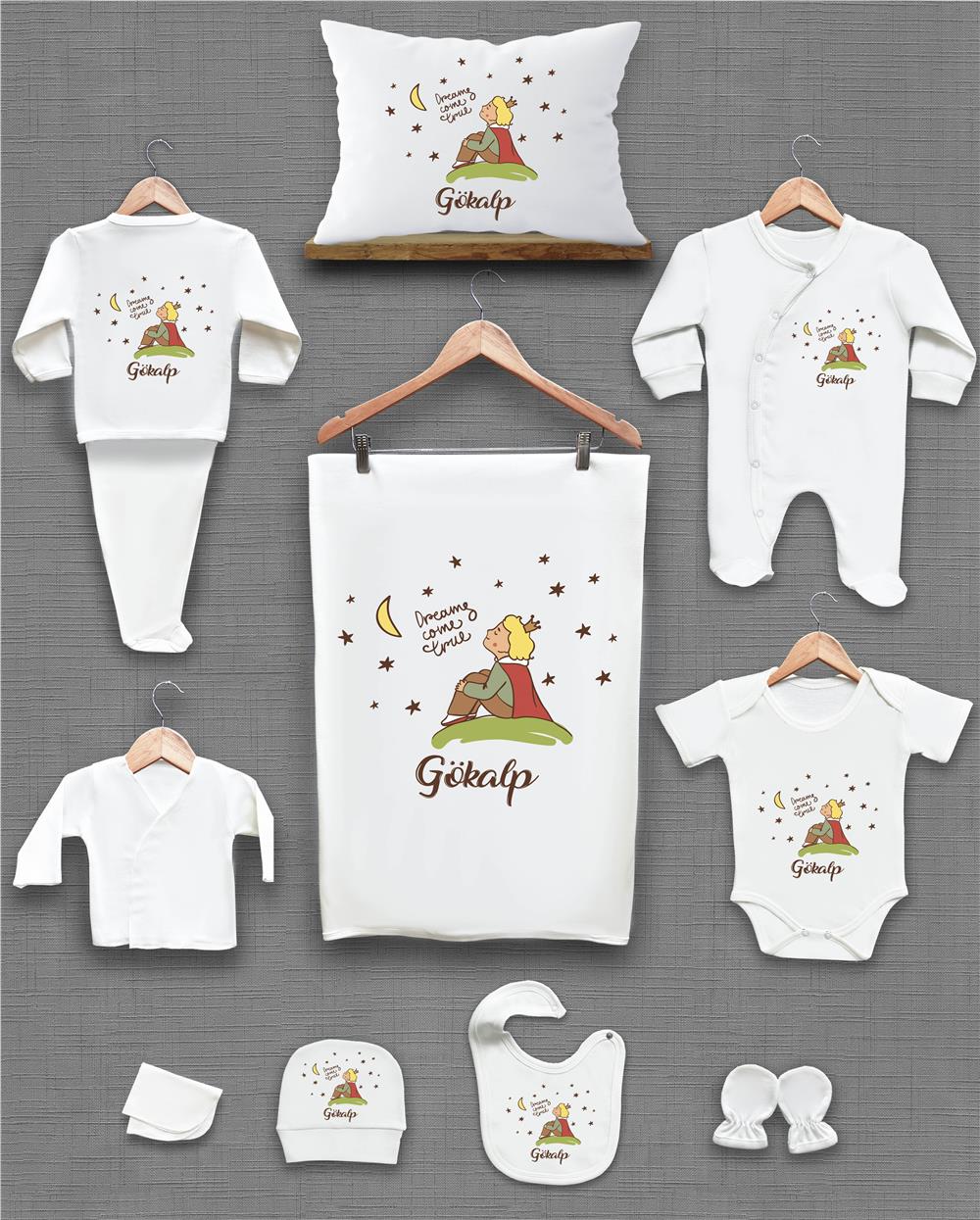 Küçük Prens Desenli 11'li İsimli Organik Hastane Çıkış Seti