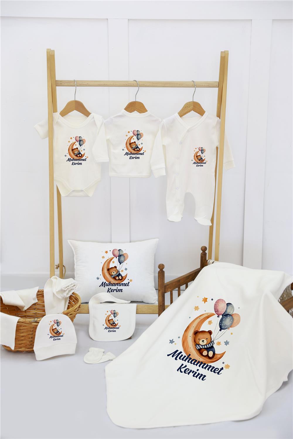 Osmanlı Tuğra Desenli 11'li İsimli Organik Hastane Çıkış Seti