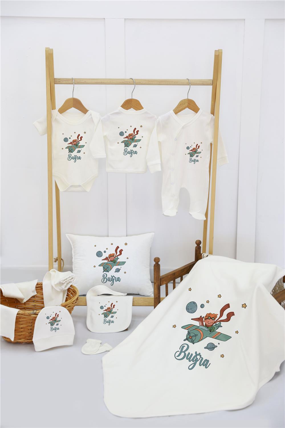 Penguen Desenli 11'li İsimli Organik Hastane Çıkış Seti