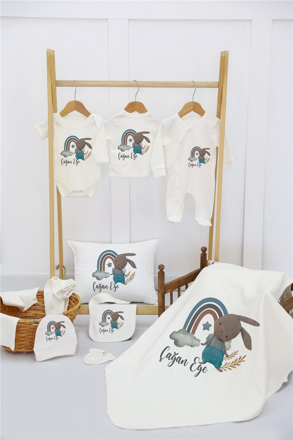 Safari Desenli 11'li İsimli Organik Hastane Çıkış Seti