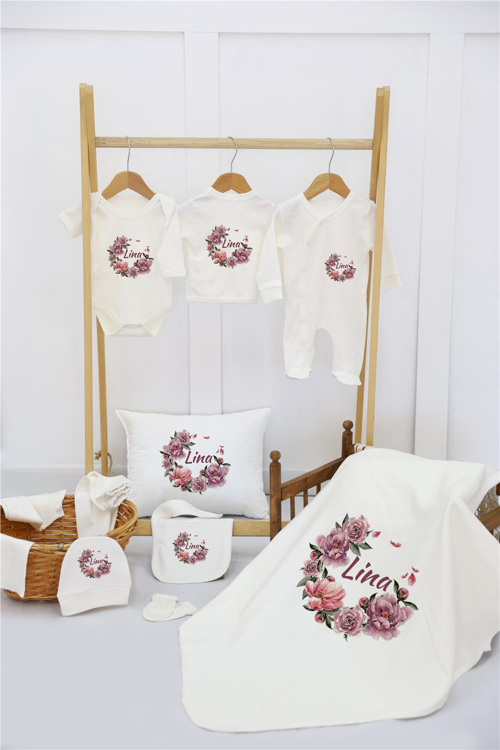 Unicorn Desenli 11'li İsimli Organik Hastane Çıkış Seti