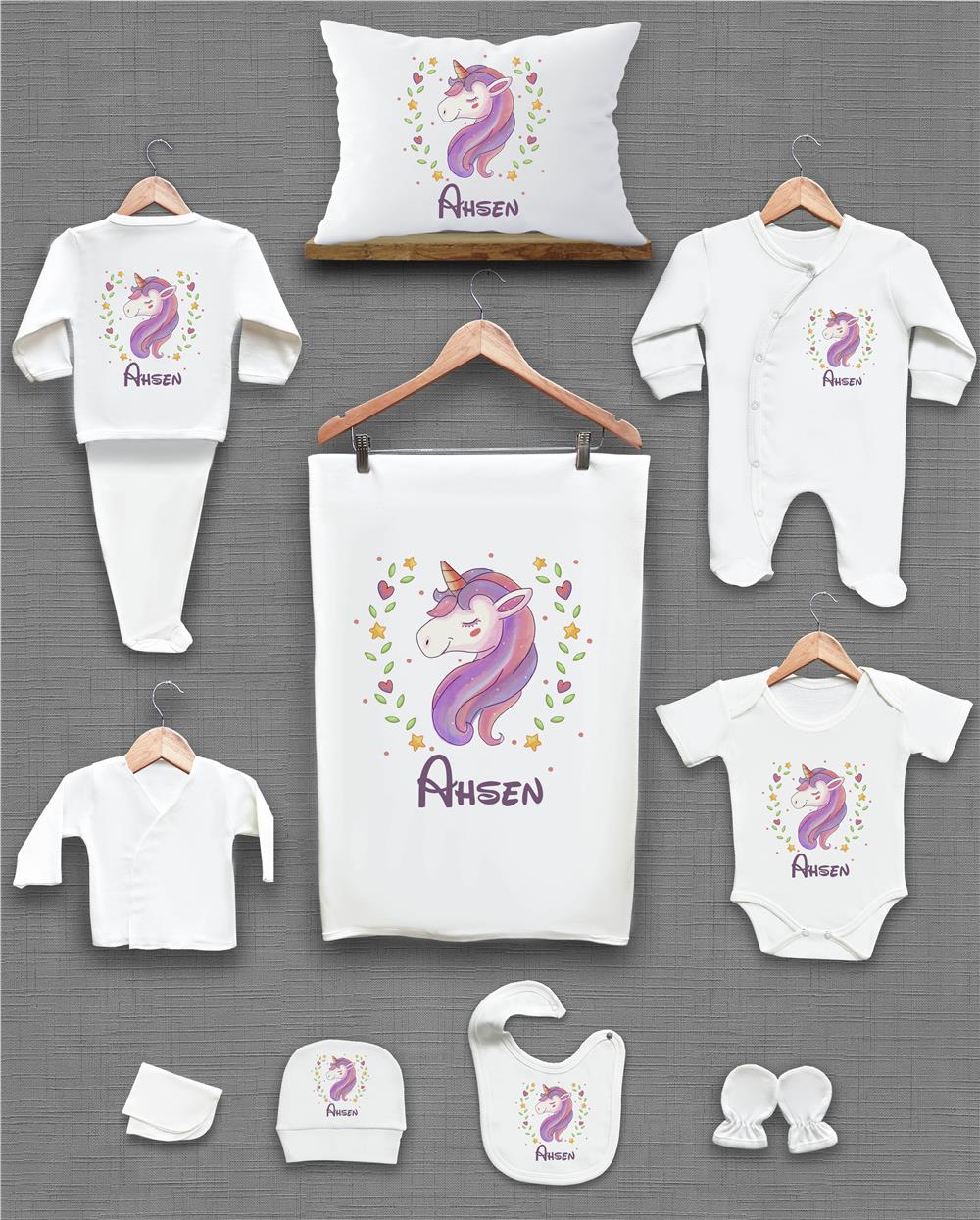 Uniqon Desenli 11'li İsimli Organik Hastane Çıkış Seti