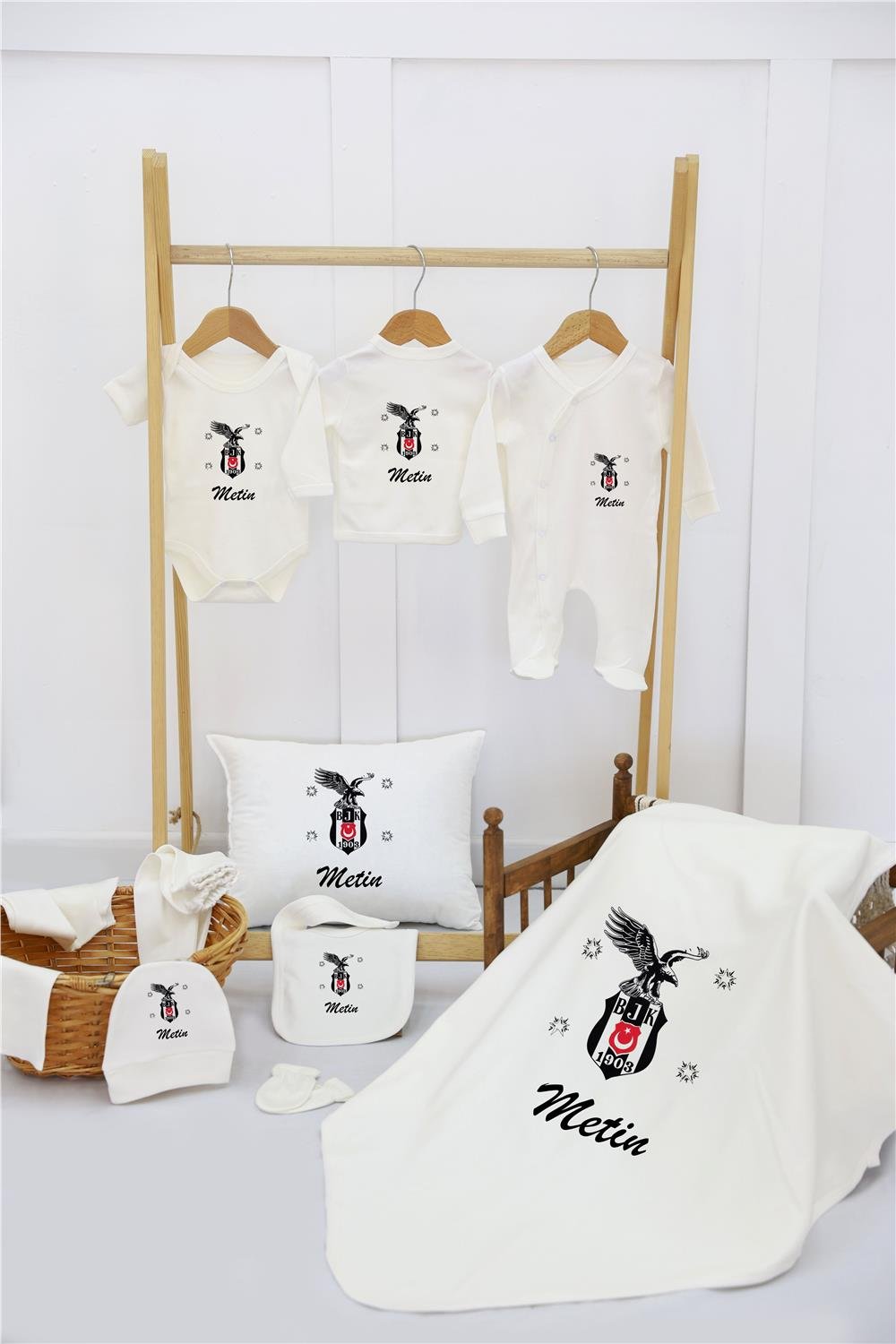 Yeşil Tank Desenli 11'li İsimli Organik Hastane Çıkış Seti