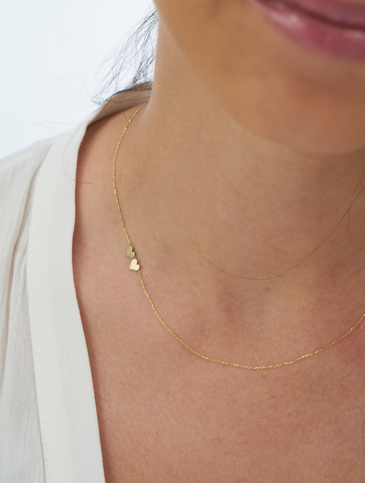 ÇİFT KALP KOLYE - AK157