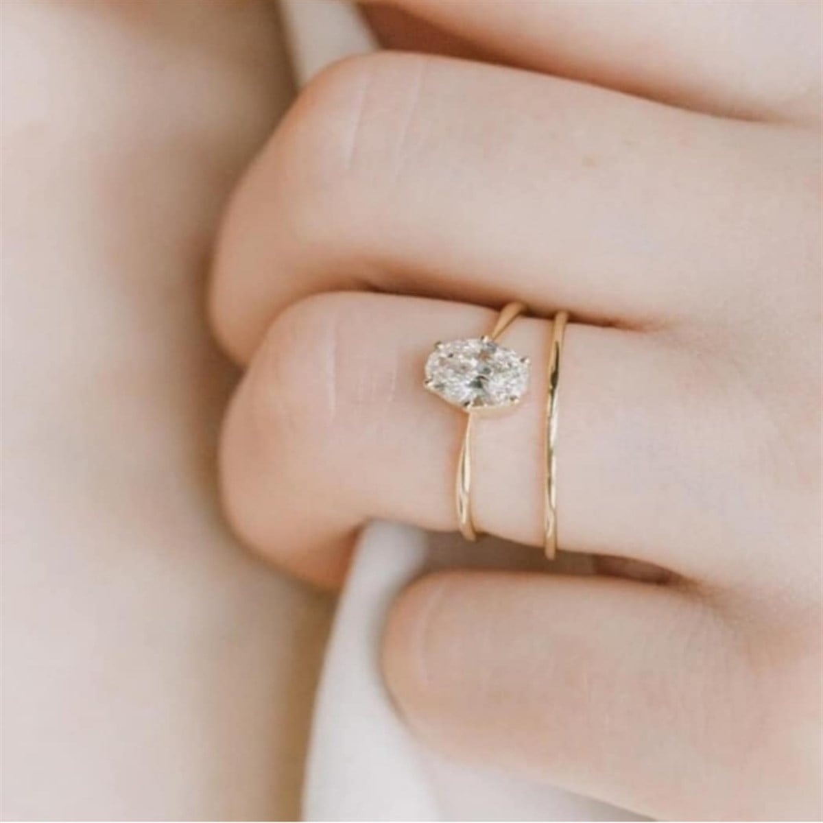 Oval Tektaş & Alyans Set -AK1124