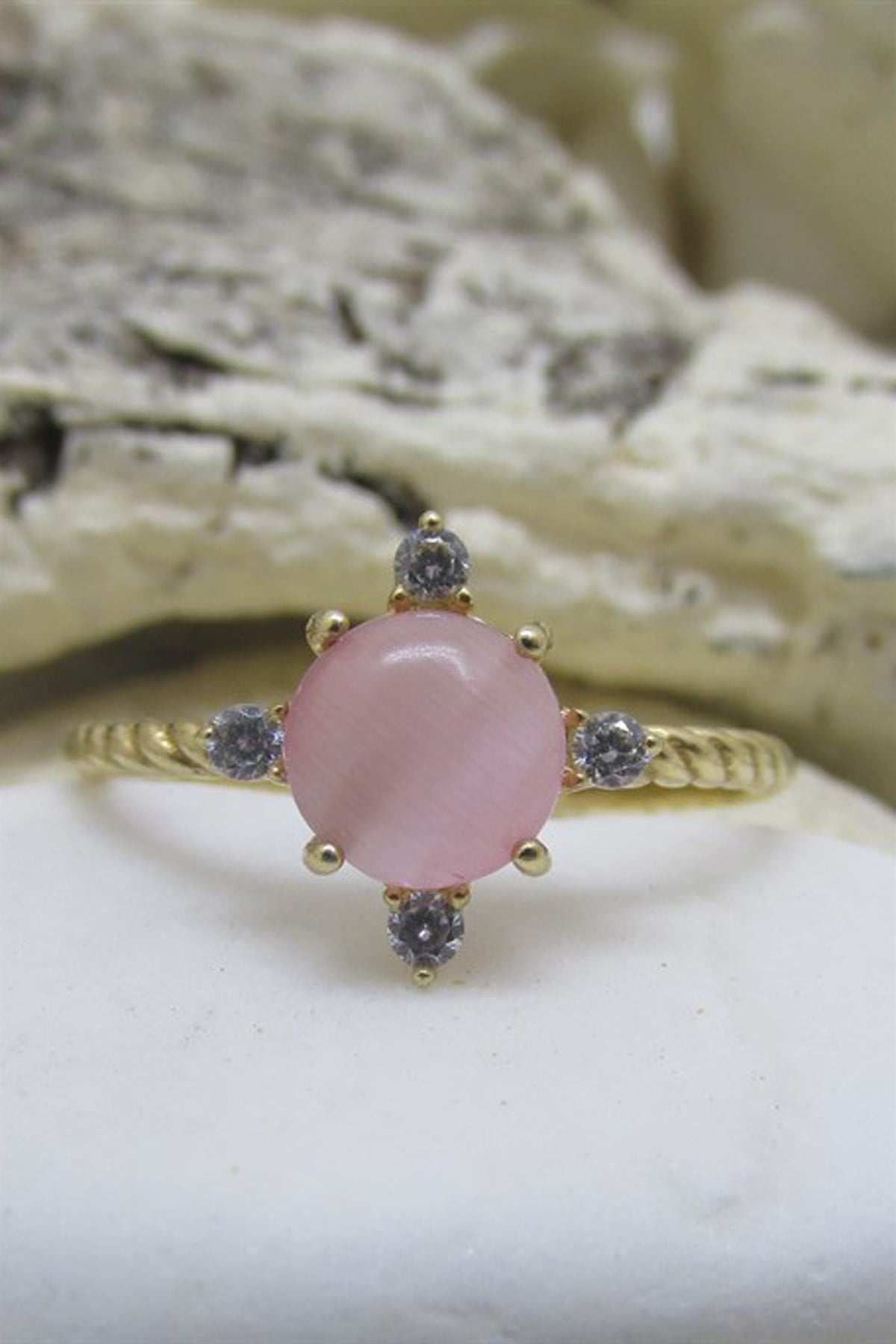 PEMBE OPAL TAŞLI YÜZÜK - AK0662