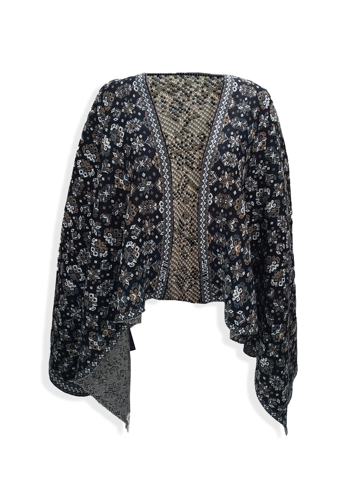 Çiçekli Siyah Kilim Desen Omuz ŞalıŞAL