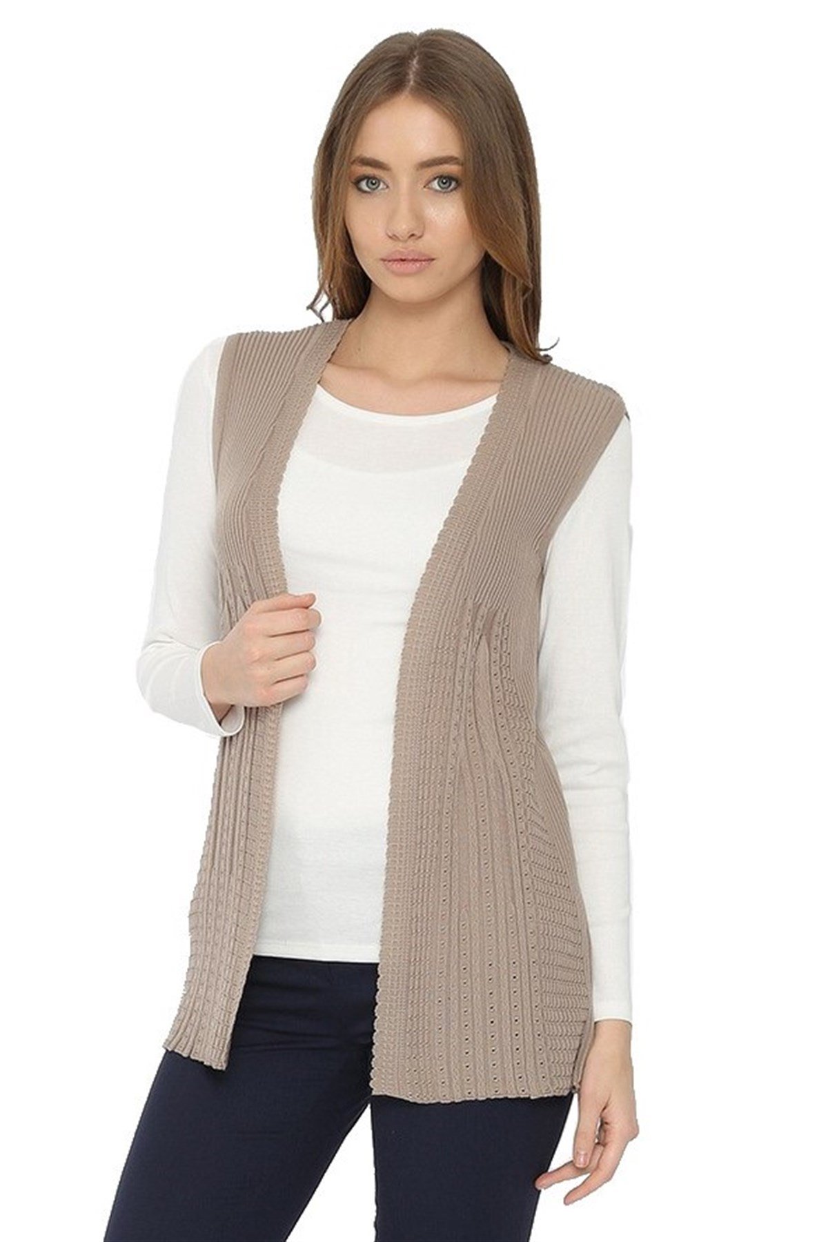 Kadın Kum İşlemeli Ajurlu Yazlık İnce Anne Yelek