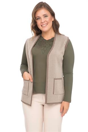 Kadın Vizon Kazayağı Triko Anne Yelek