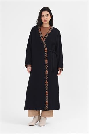 Kadın Lacivert Etnik Desenli Kimono PANÇO