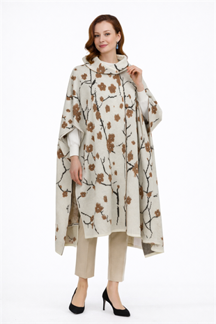 Kemik Kabartmalı Kapşonlu KepenekPANÇO