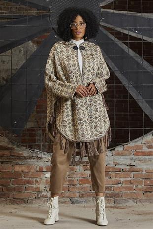 Taş Çiçek Desenli Kilim PançoPANÇO