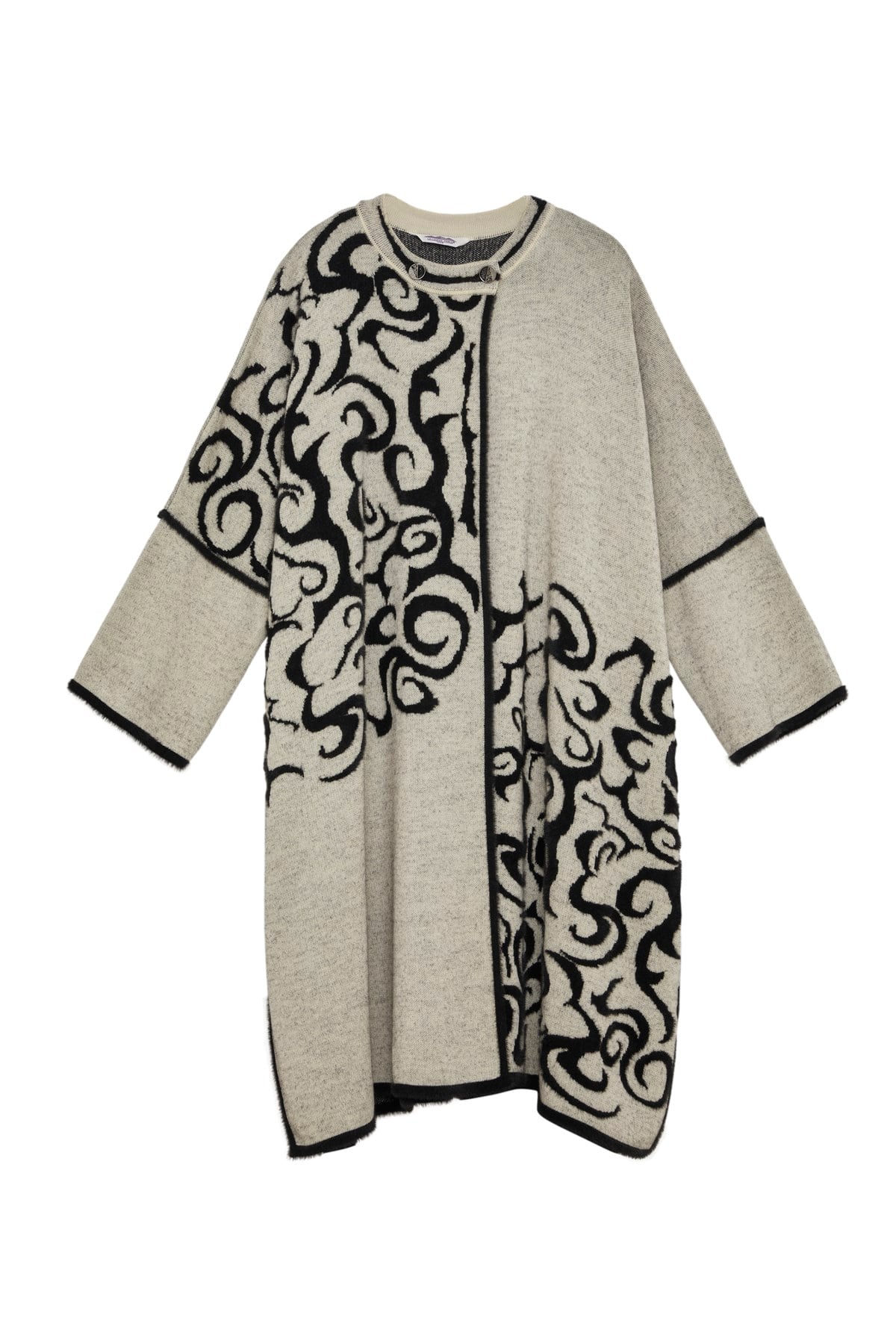 Women's White Textured Long Poncho