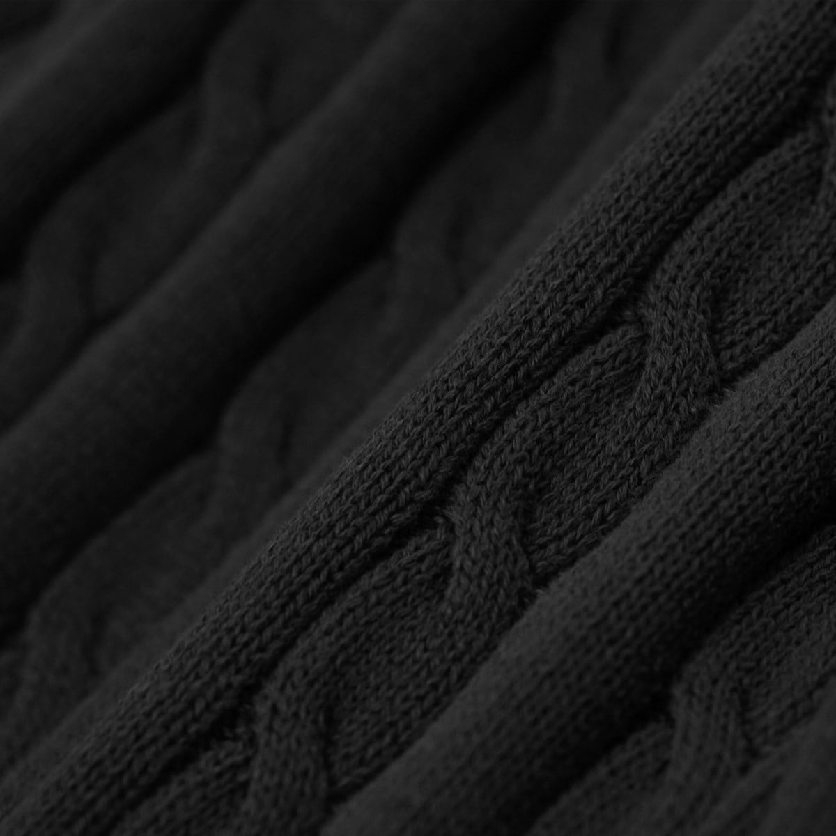 Black 100% Organic Cotton Knitted Throw Blanket