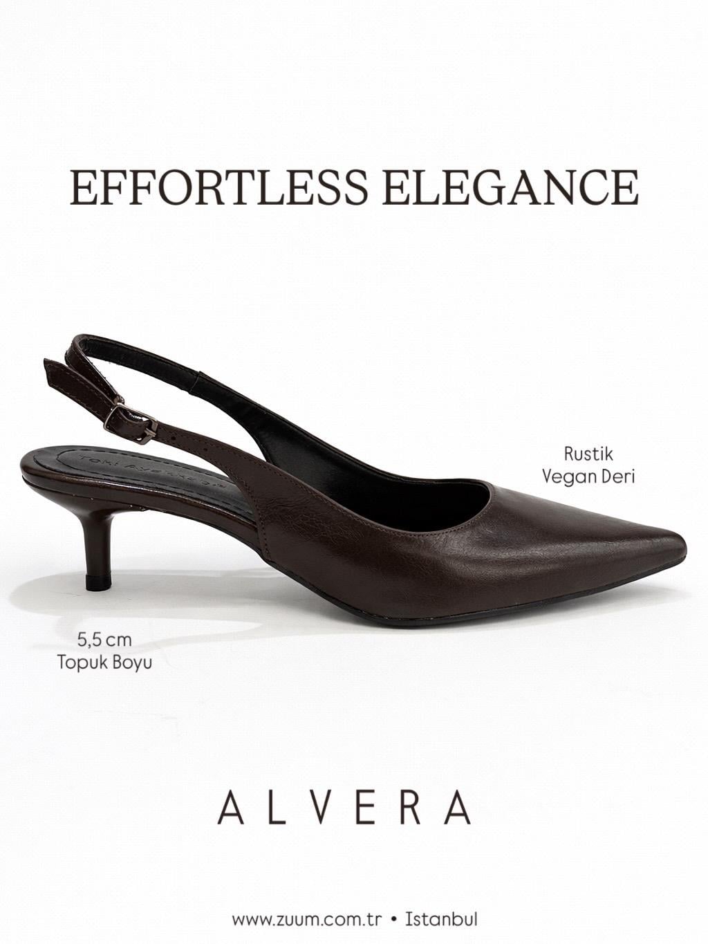 ZUUMKalın & İnce TopukluAlvera Arkası Açık Topuklu Kadın Ayakkabı - Kahve Rustik