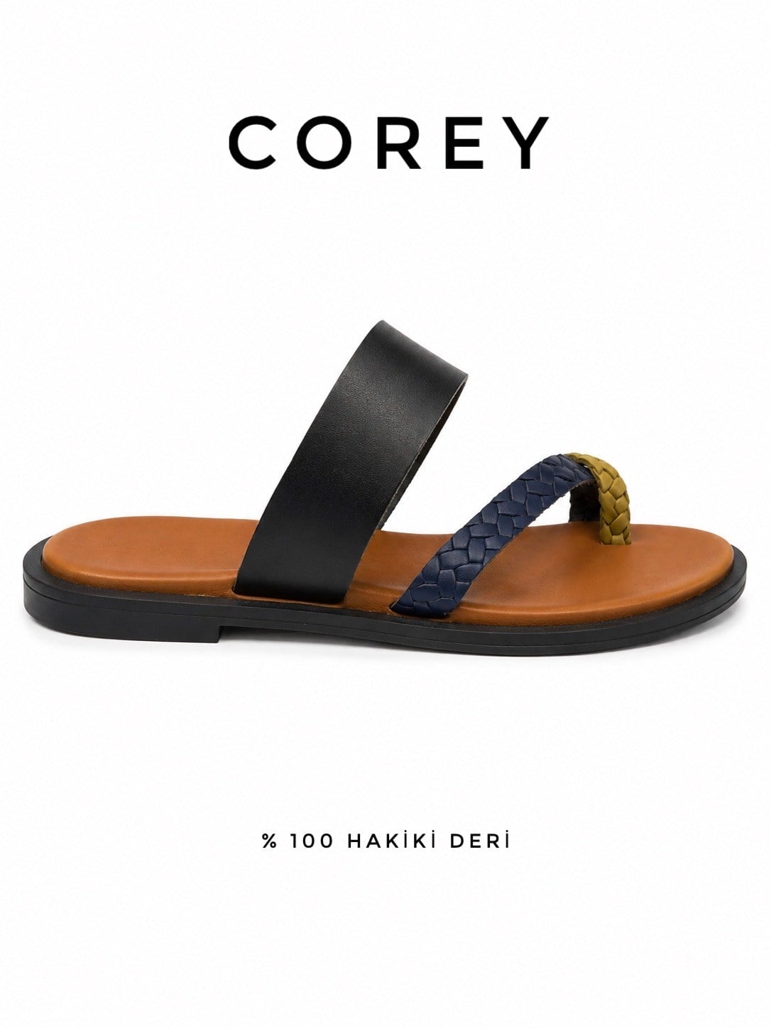 ZUUMSANDALET & TERLİKCorey %100 Hakiki Deri Parmak Arası Terlik - Mix Deri