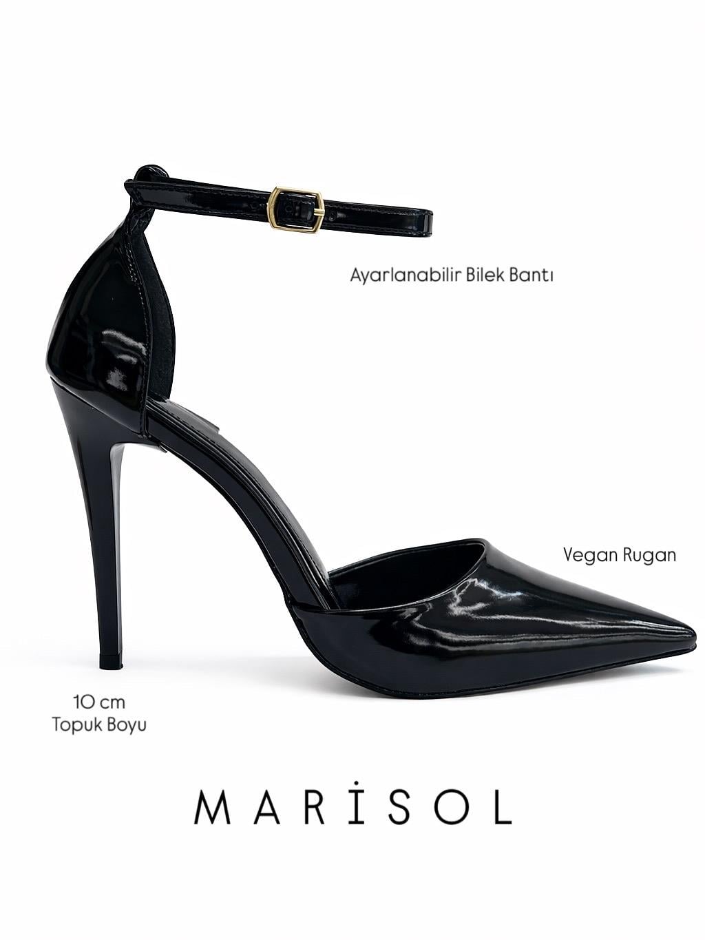 ZUUMKalın & İnce TopukluMarisol Bantlı Topuklu Kadın Ayakkabı - Siyah Rugan