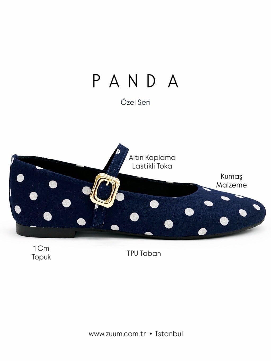ZUUMBABET & LOAFERPanda Puantiyeli Mary Jane Style - Lacivert