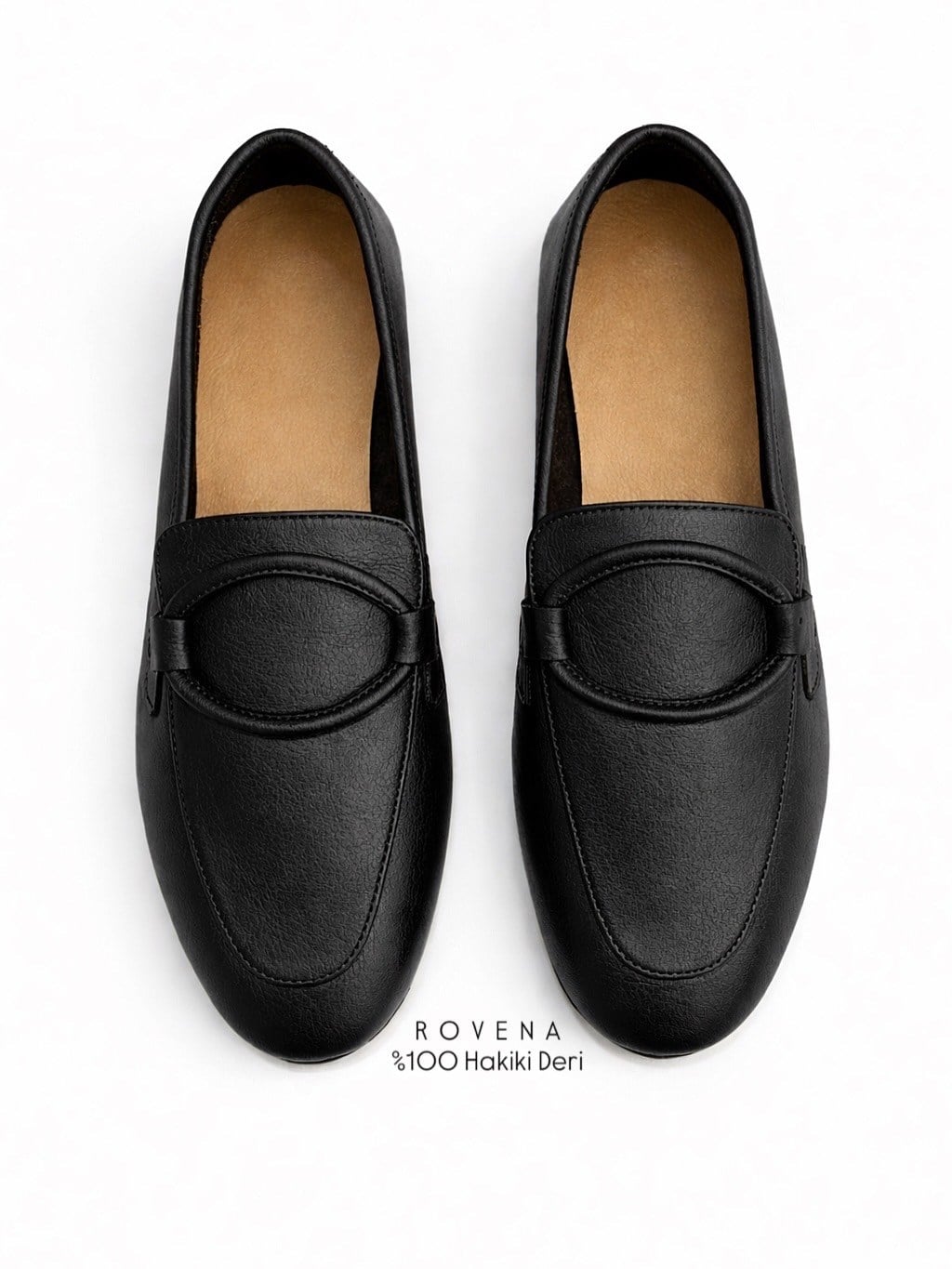 ZUUMBABET & LOAFERRovena % 100 Hakiki Deri Kadın Makosen Ayakkabı - Siyah Deri