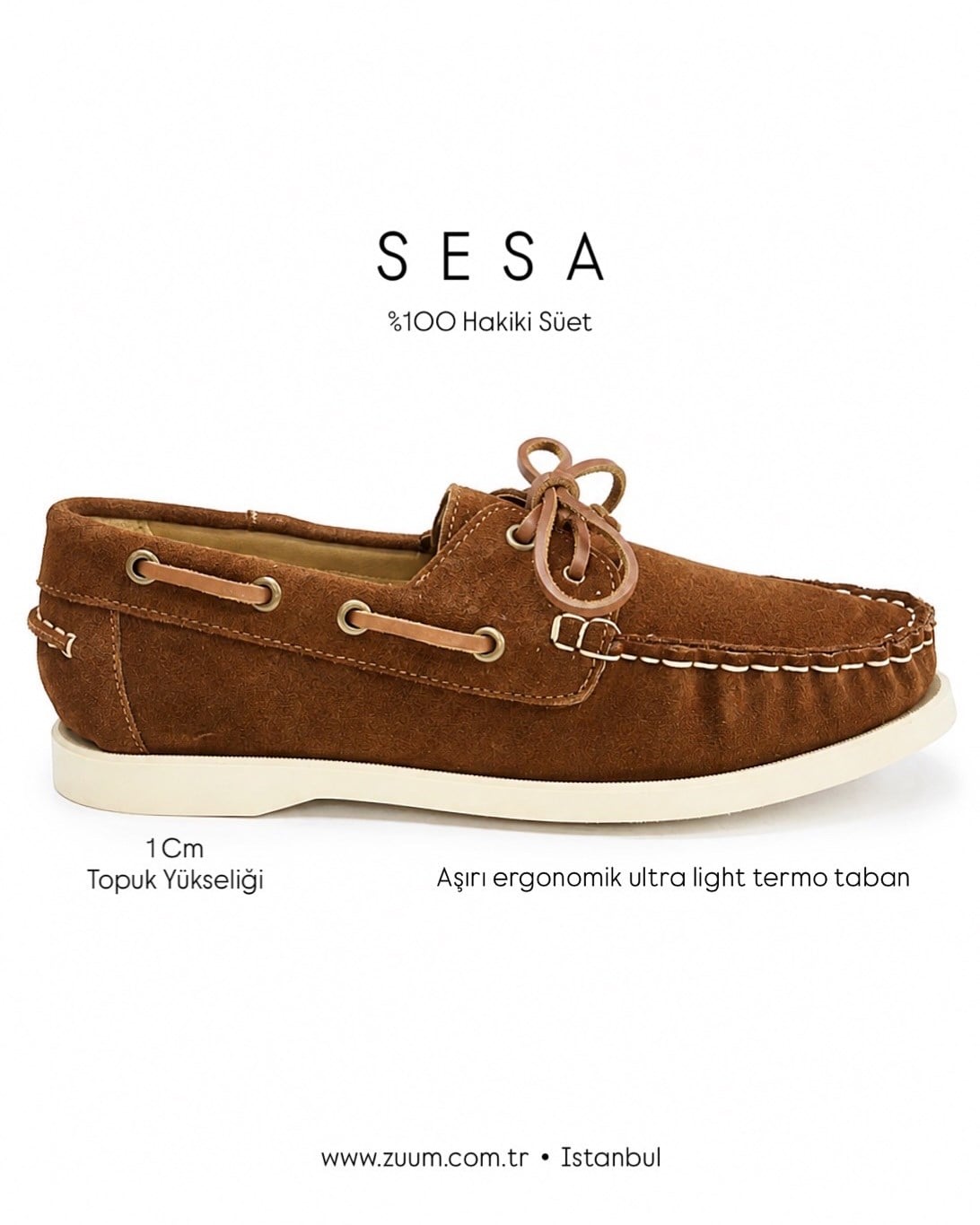ZUUMBABET & LOAFERSesa % 100 Hakiki Deri/Süet Bağcıklı Kadın Loafer Ayakkabı - Taba Süet