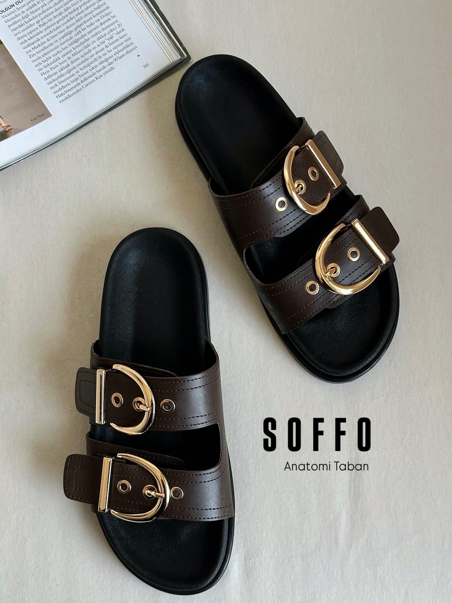 ZUUMTerlikSoffo Tokalı Kadın Terlik - Kahve Cilt