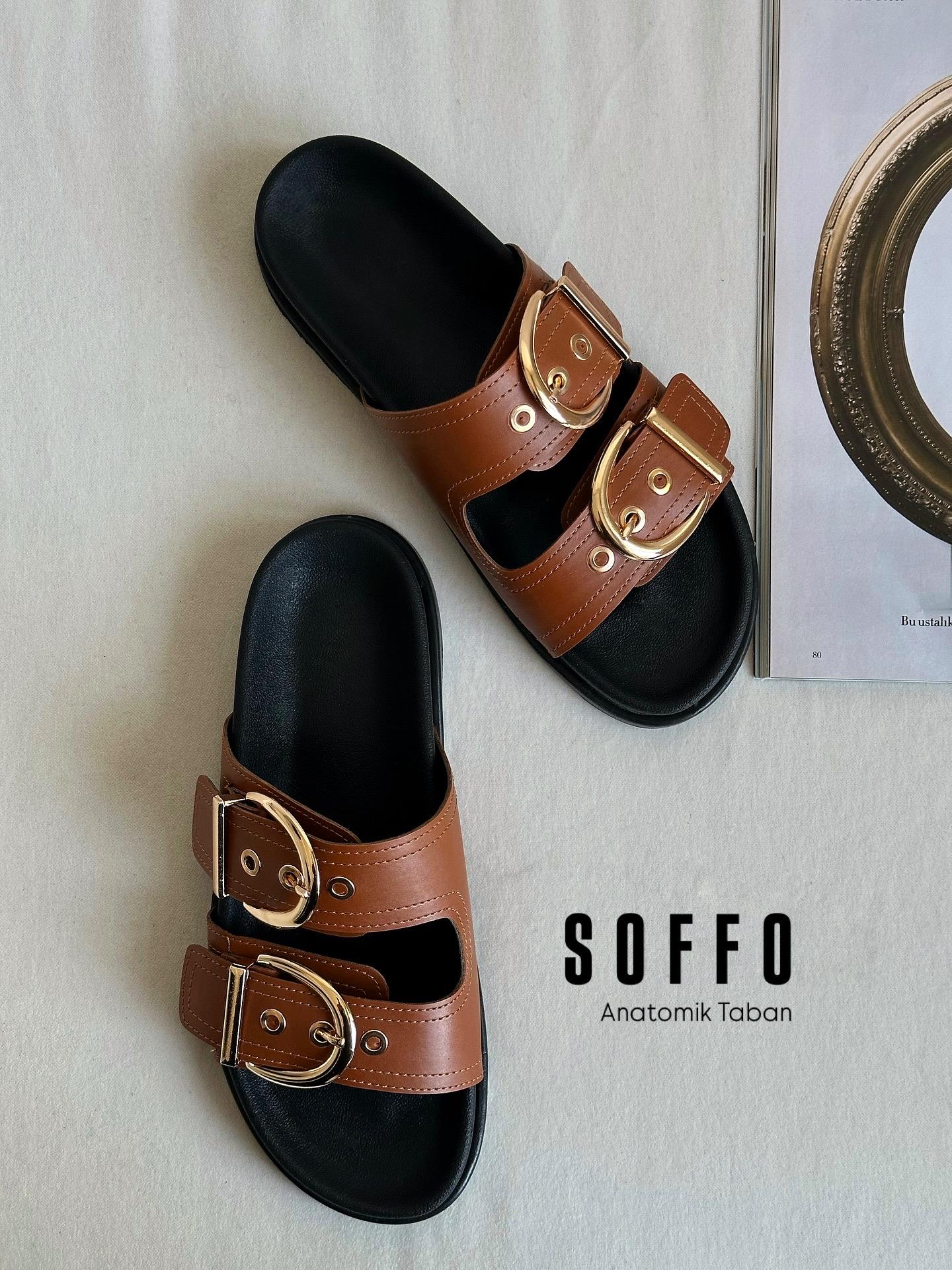 ZUUMTerlikSoffo Tokalı Kadın Terlik - Taba Cilt