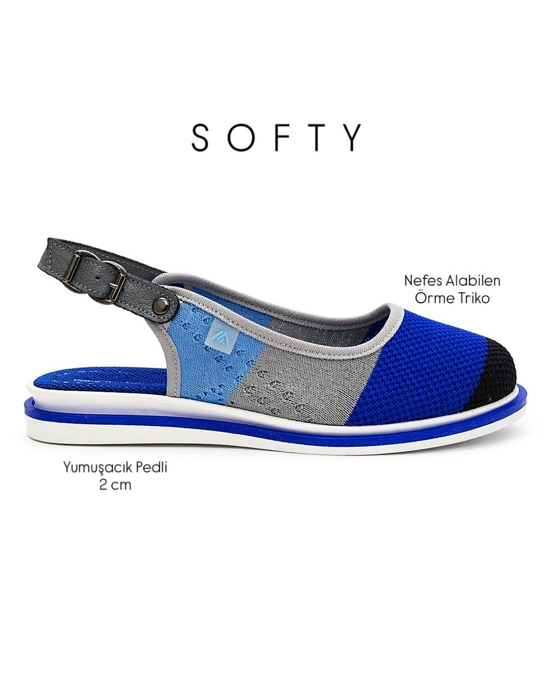 ZUUMBABET & LOAFERSofty Günlük Kadın Sandalet - Siyah & Mavi & Gri