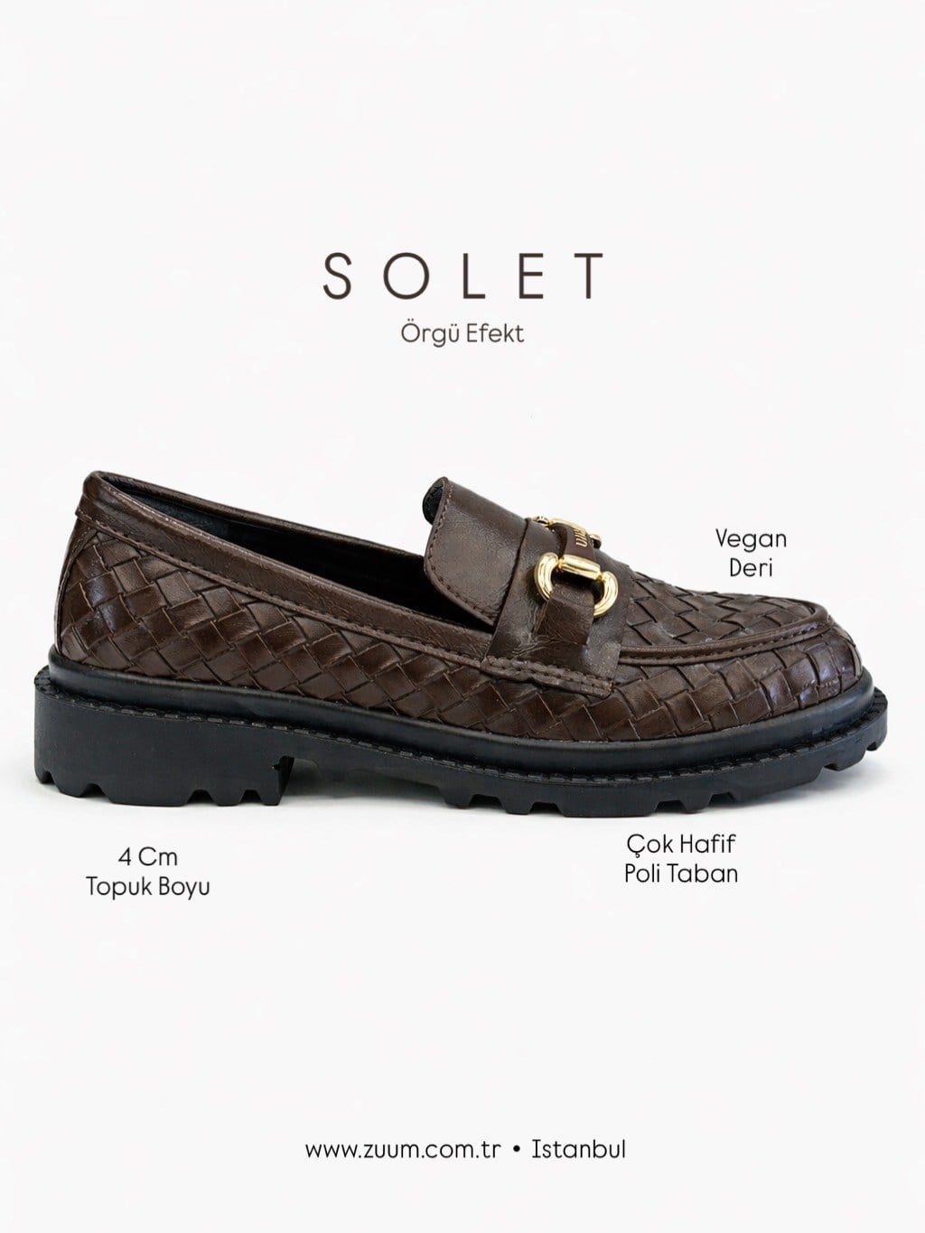 ZUUMBABET & LOAFERSolet Makosen Kadın Ayakkabı - Kahve Örgü