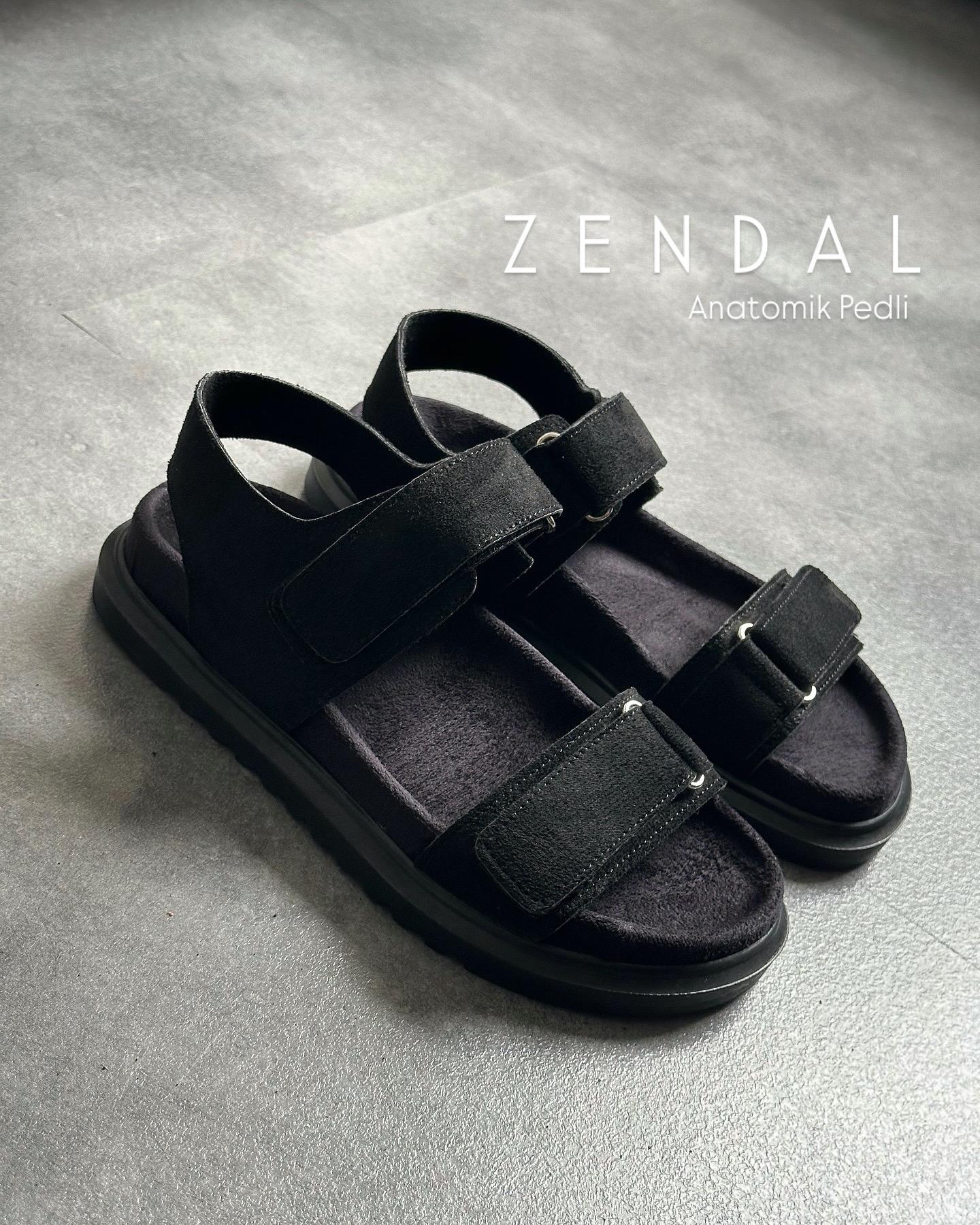 ZUUMSANDALET & TERLİKZendal Cırtlı Kadın Sandalet - Siyah Süet