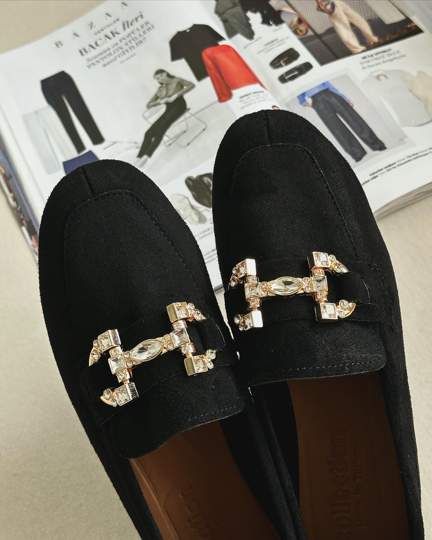 ZUUMMakosen & OxfordBeypa Taş Tokalı Kadın Loafer  - Siyah Süet