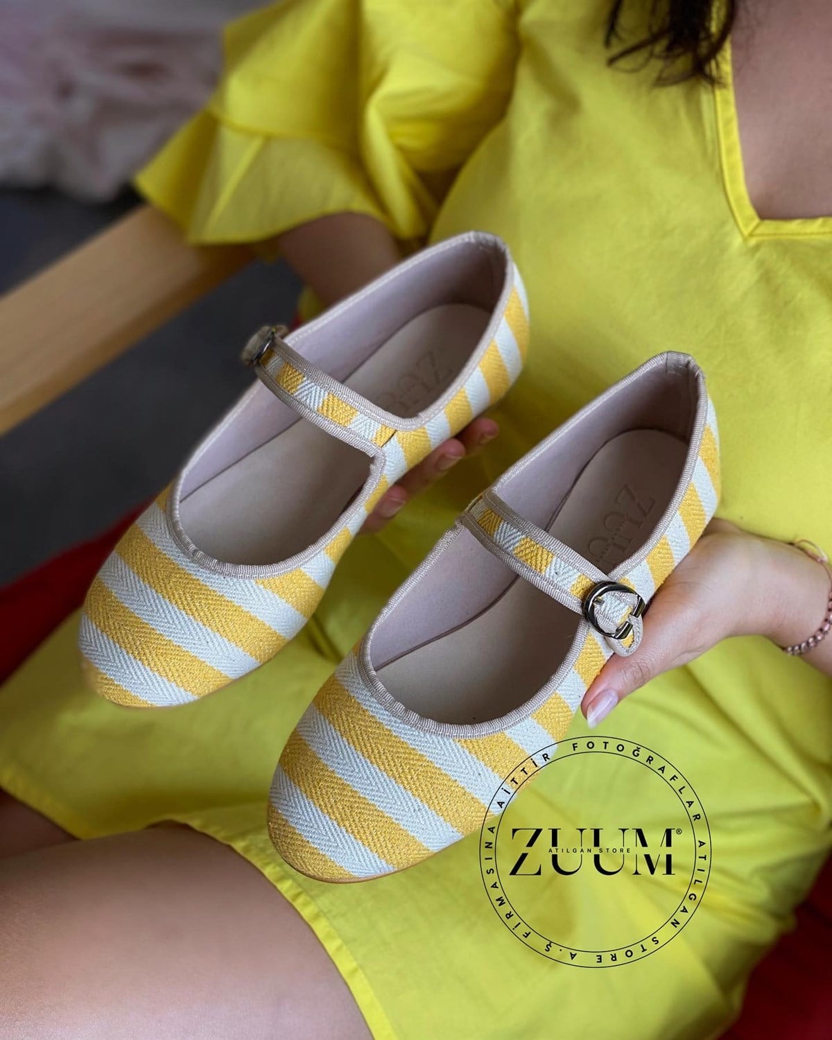 ZUUMBabet & EspadrilBeys Kadın Balerin Babet - Sarı & Ten
