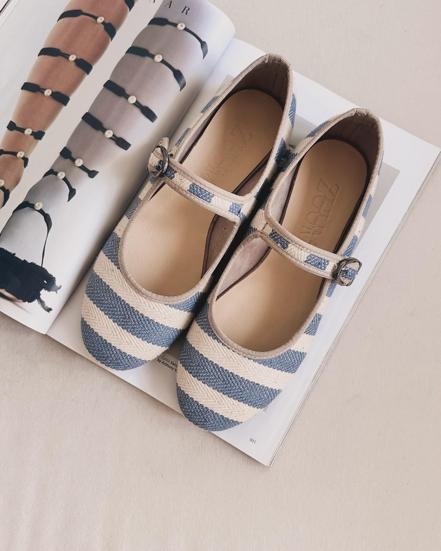 ZUUMBABET & ESPADRİLBeys Mary Jane Kadın Balerin Babet - Mavi & Ten