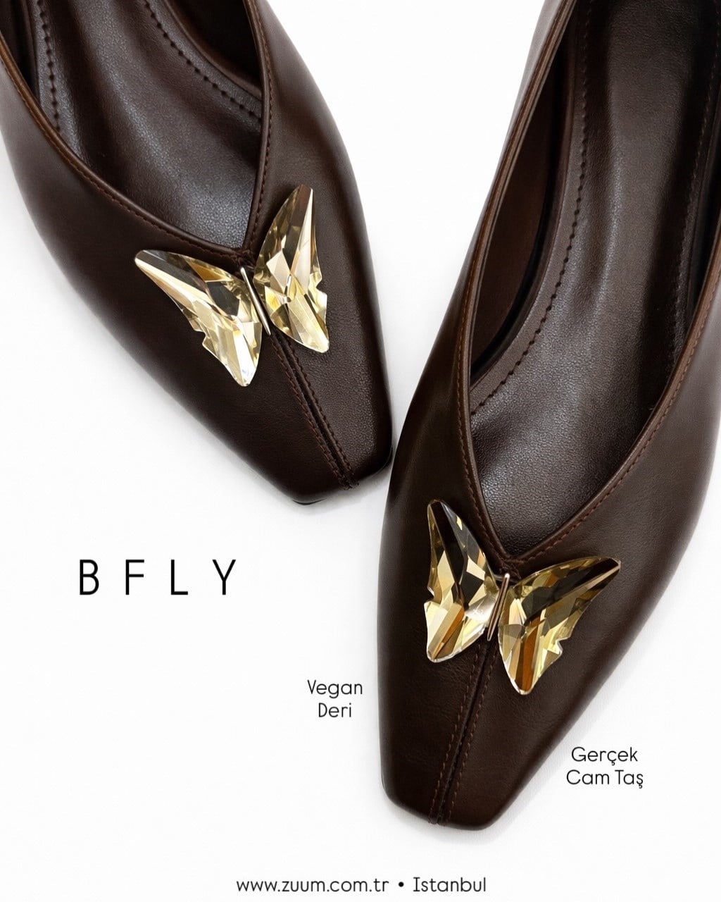 ZUUMBABET & LOAFERBfly Kelebek Tokalı Kadın Babet - Kahve Cilt