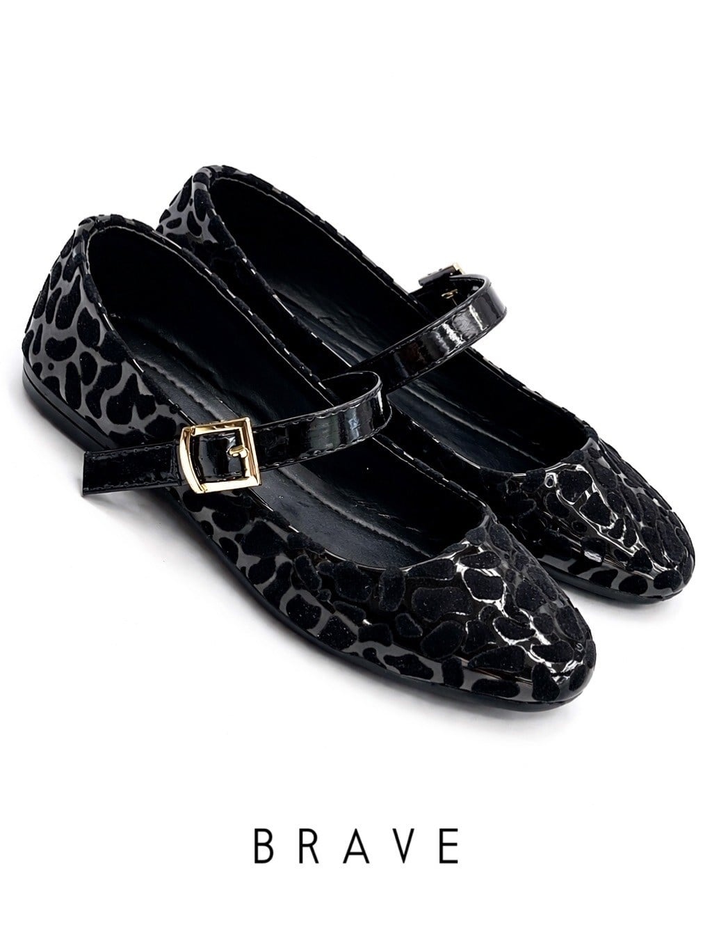 ZUUMBABET & LOAFERBrave Mary Jane Kadın Babet - Siyah Leopar