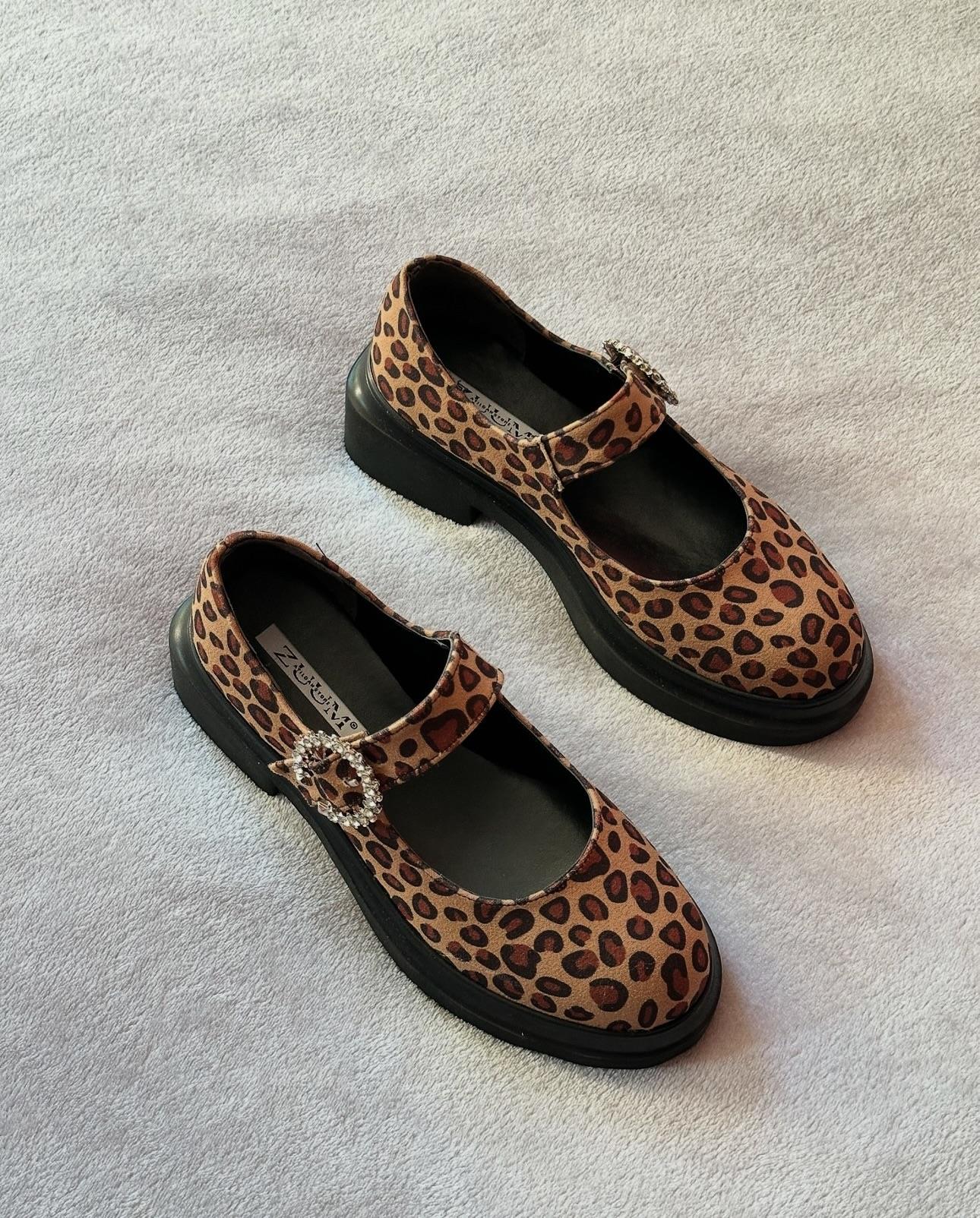 ZUUMMakosen & OxfordCesna Tokalı Günlük Mary Jane Kadın Ayakkabı - Leopar