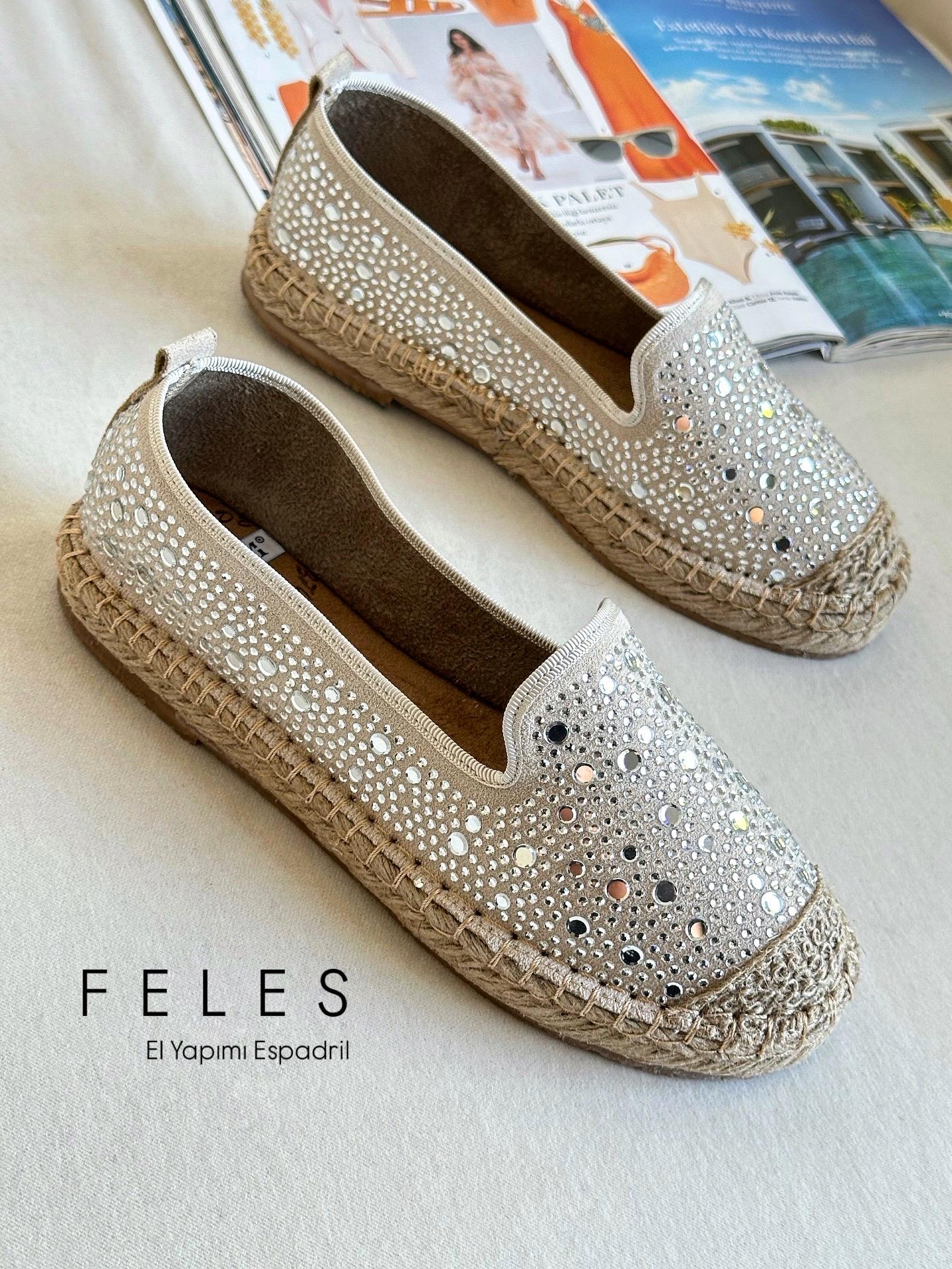 ZUUMBABET & ESPADRİLFeles Taşlı  Kadın Espadril - Bej