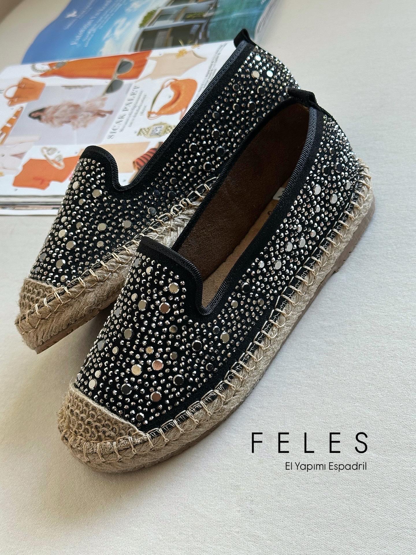 ZUUMBABET & ESPADRİLFeles Taşlı  Kadın Espadril - Siyah