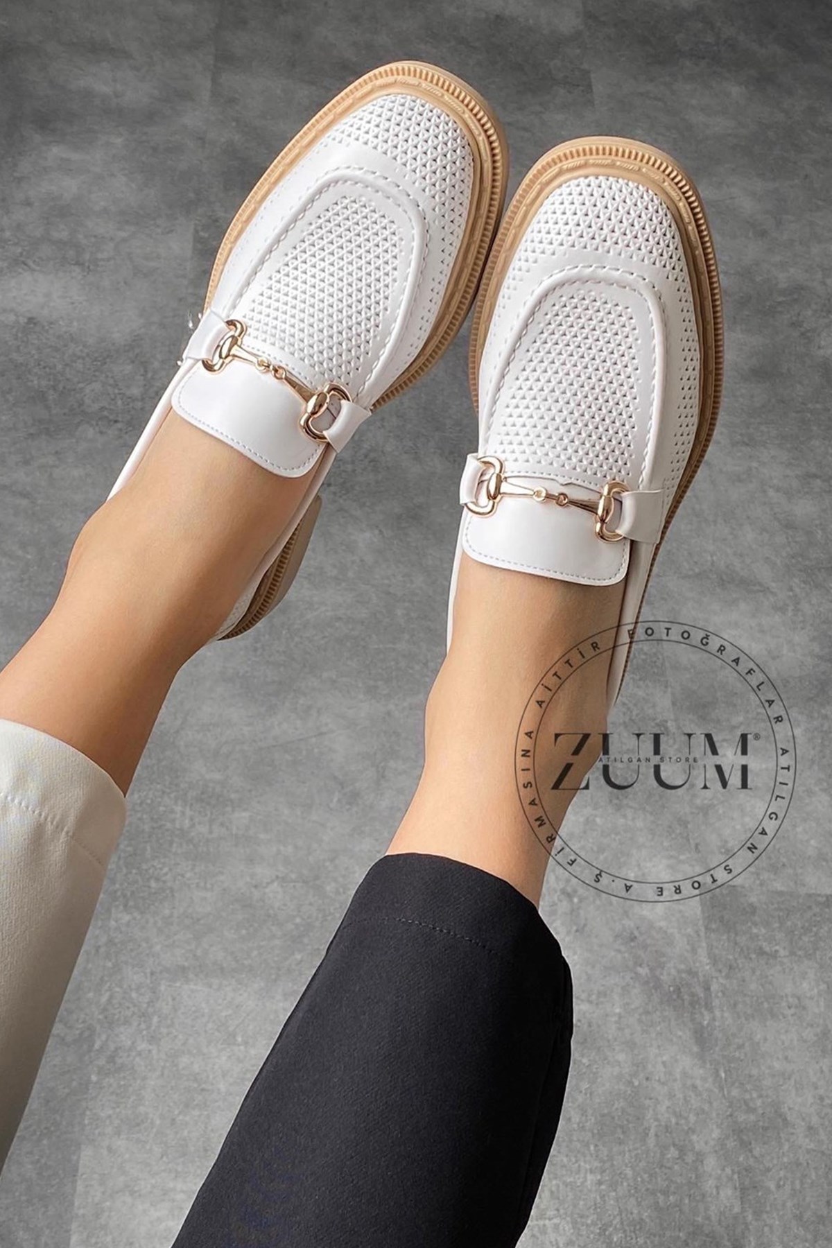 Jena Makosen Kadın Ayakkabı - Beyaz Deri