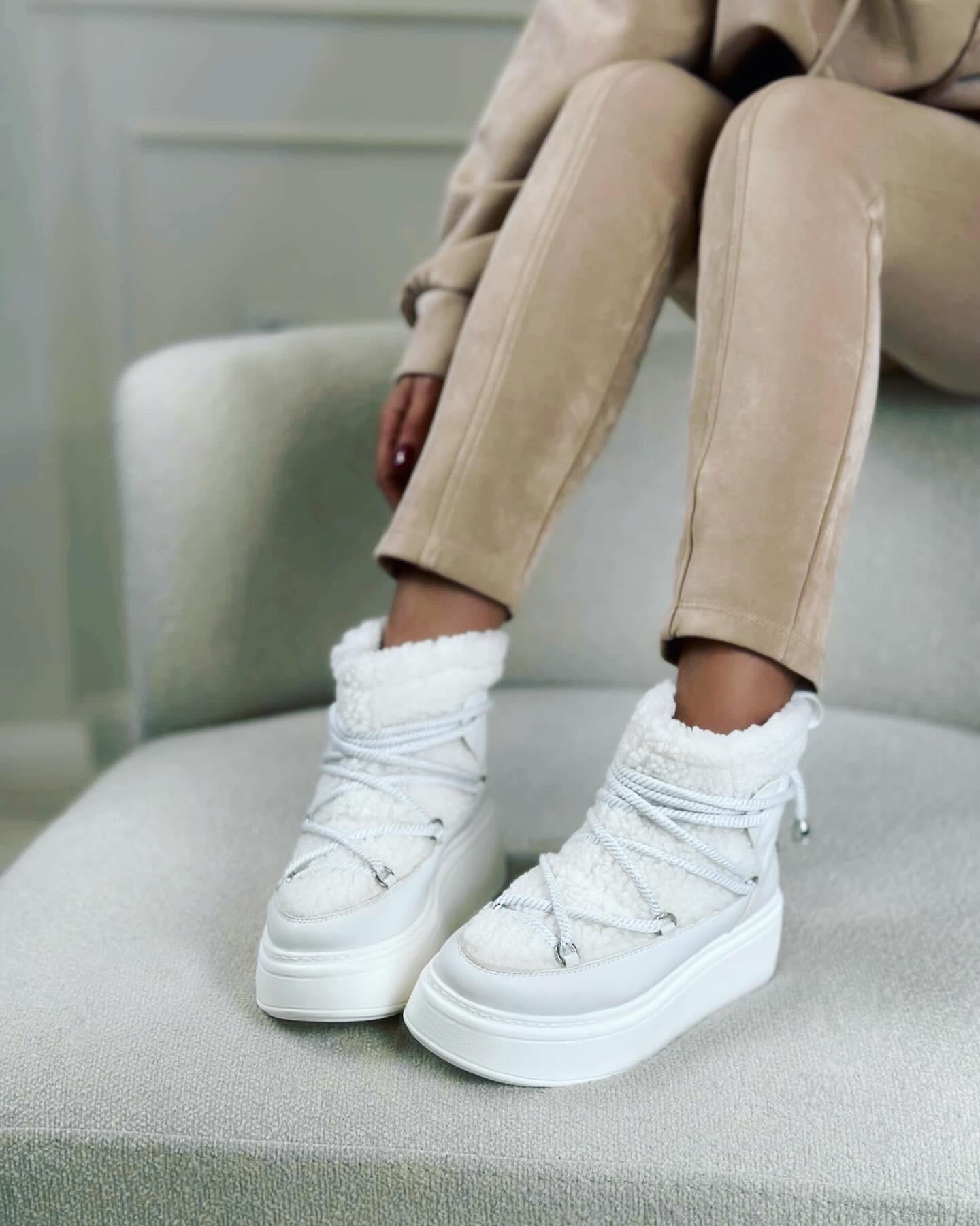 ZUUMGünlük BotKhone Kürklü Günlük Bot - Beyaz & Beyaz Teddy