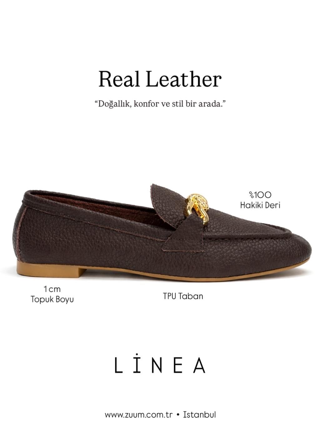 ZUUMMAKOSEN & OXFORDLinea %100 Hakiki Deri Kadın Loafer - Kahve Deri