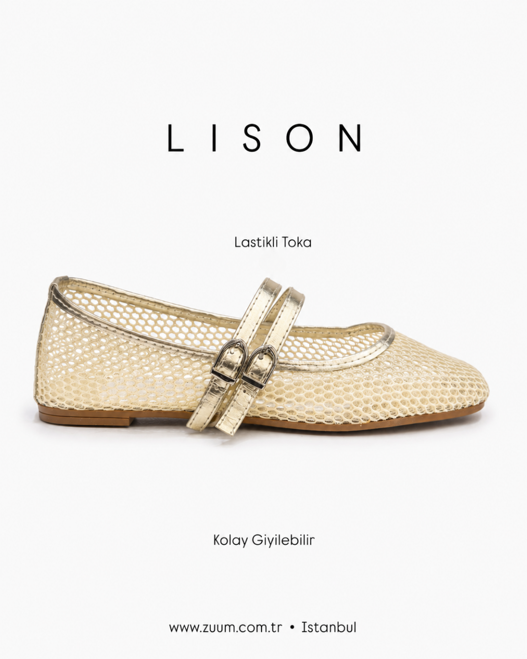 ZUUMBABET & LOAFERLison File Kadın Babet - Altın