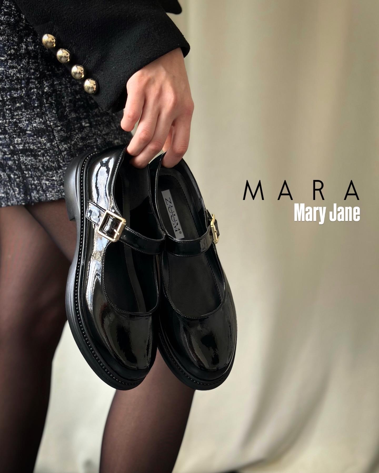 ZUUMMakosen & OxfordMara Günlük Mary Jane Kadın Ayakkabı - Siyah Rugan