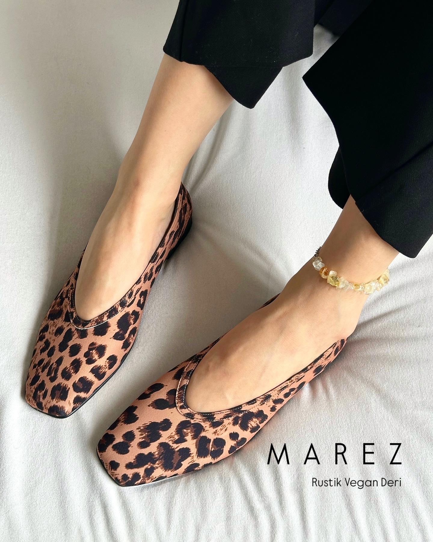 ZUUMBABET & ESPADRİLMarez Küt Burunlu Kadın Babet - Leopar