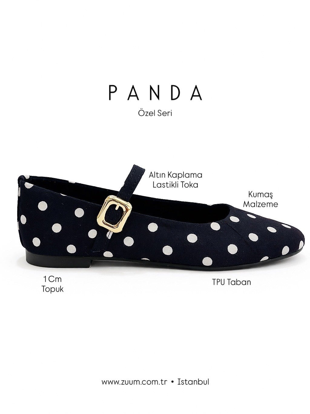 ZUUMBABET & LOAFERPanda Puantiyeli Mary Jane Style - Siyah
